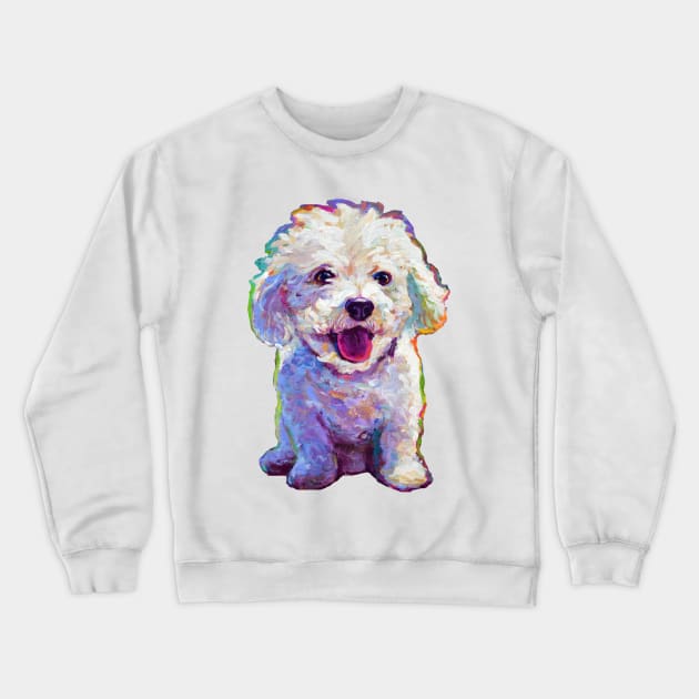 Cute Bichon Frise by Robert Phelps Crewneck Sweatshirt by RobertPhelpsArt